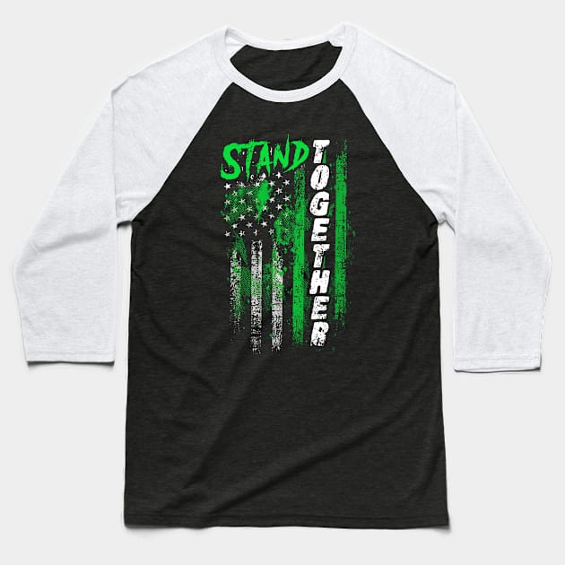 Depression Awareness Stand Together Flag Baseball T-Shirt by KHANH HUYEN